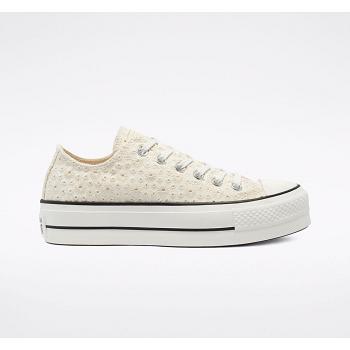 Converse Chuck Taylor All Star Platene Broderie Bezove - Damske Nízké Tenisky